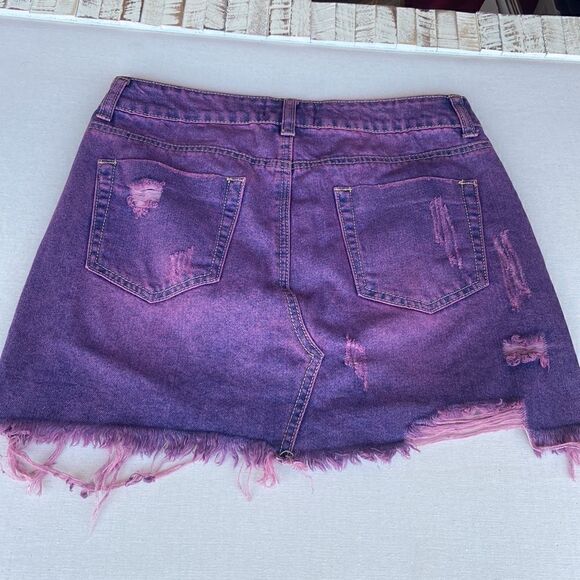 Uniq By Litz Distressed Purple Mini Skirt Ladies Small - Picture 7 of 7